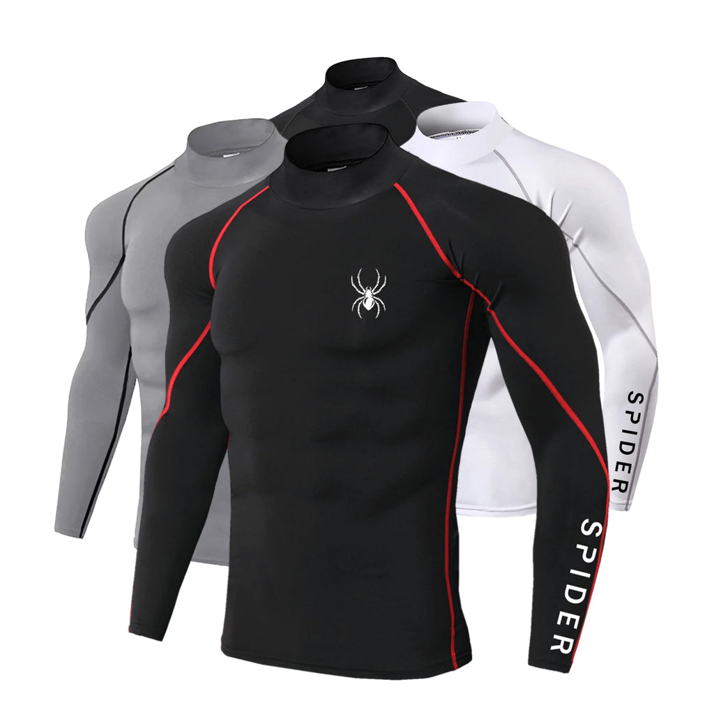Men's Long Sleeve Compression Shirt Gym Fitness Athletic Undershirt Elastic Sport Running Tops