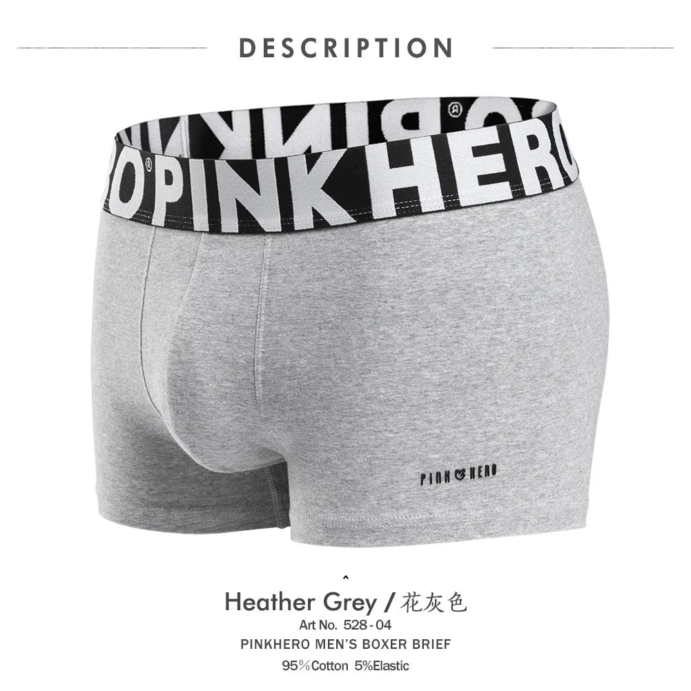 PINK HERO Men's Boxer Briefs - Comfortable Cotton Knit Underwear