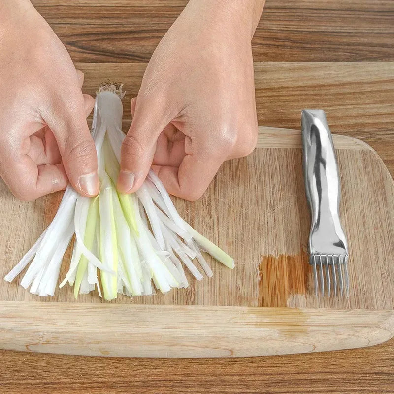 Kitchen Shred Silk The Knife, Stainless Steel Chopped Green Onion Knife, Curved Handle Design, Food Speedy Chopper Green Onion