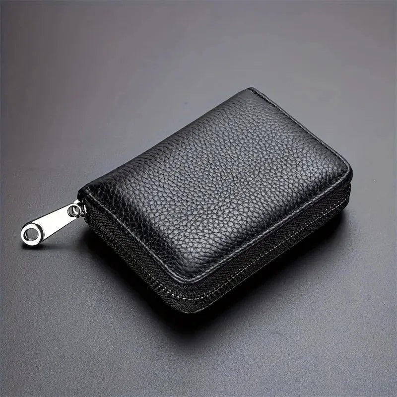 Unisex Minimalist RFID Blocking Card Holder Wallet With Zipper Coin Pocket Slim Credit Card Case For Men Women Small Purse