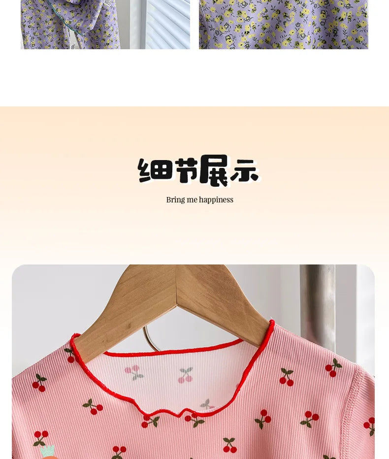 Girls Sweet Summer Style 2PCS SETS kids' sets and outfits Roupas Infantil Menina Short Sleeve T-Shirt and Shorts