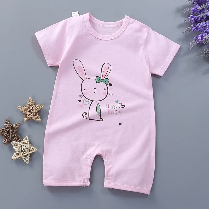 Baby Unisex Romper Jumpsuit - 100% Cotton Short-Sleeve Animal Print