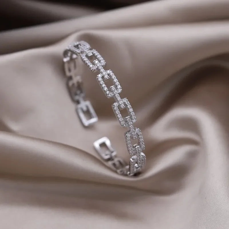 French New Design Zircon Letter X Two Color Plated Opening Bracelet For Elegant Women Daily Wear