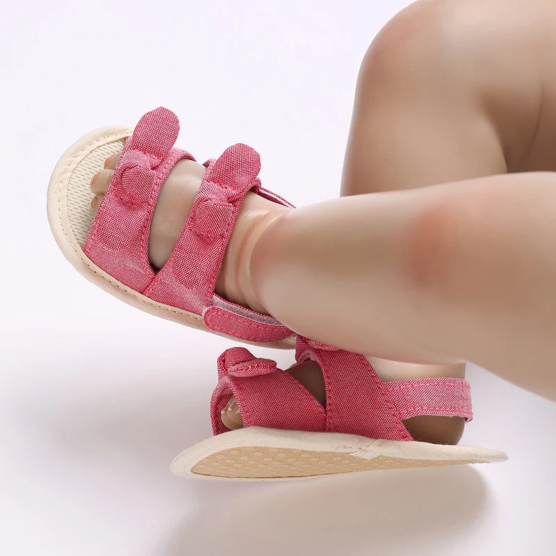 Baby Girls First Walker Sandals - Butterfly Knot Soft Cotton Sole
