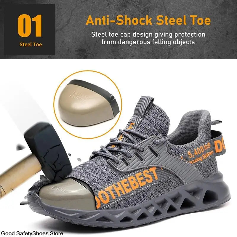 Safety Shoes Men For Work Sneakers Women'S Men Steel Toe Work Shoes Security Protective Shoes Lightweight Anti-Smash Anti-Puncture