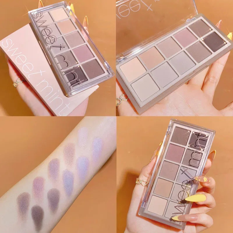 10Color Eye Shadow Palette Pumpkin Earth Tone Matte Pearlescent Shimmer Shiny Sequins Eye Shadow Makeup Pigment Korean Cosmetics