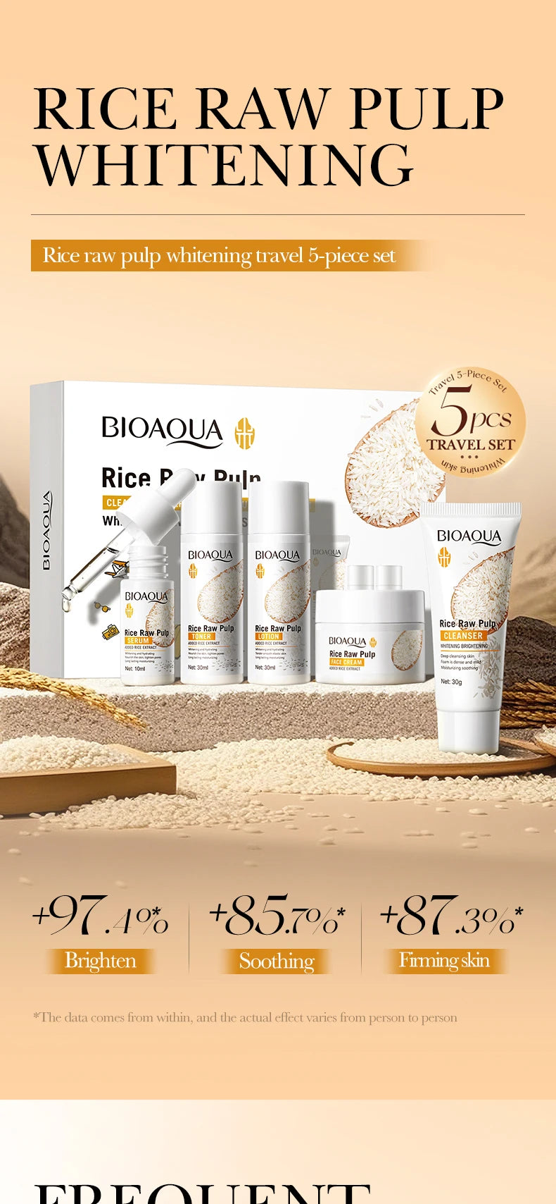 Rice Puree Skin Care Set & Soap Whitening Brighten Hydrating Moisturize Facial Cleanser+Toner+Essence+Lotion+Cream Skincare