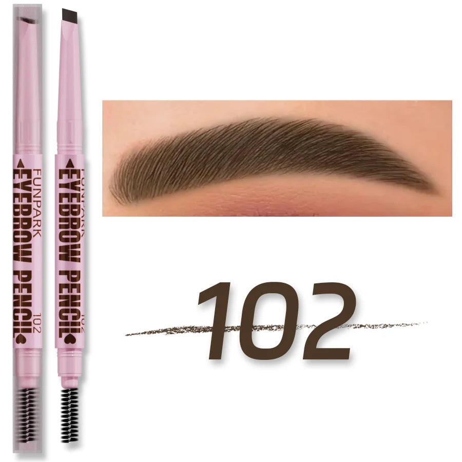Lápiz de cejas 2 en 1 impermeable de larga duración para mujer, doble punta con 5 opciones de color, pincel tipo tatuaje