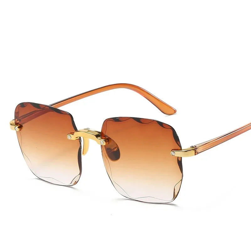 Square Rimless Sunglasses Women Luxury Brand Designer Summer Glasses Fashion Sun glasses For Men UV400 Shades Oculos