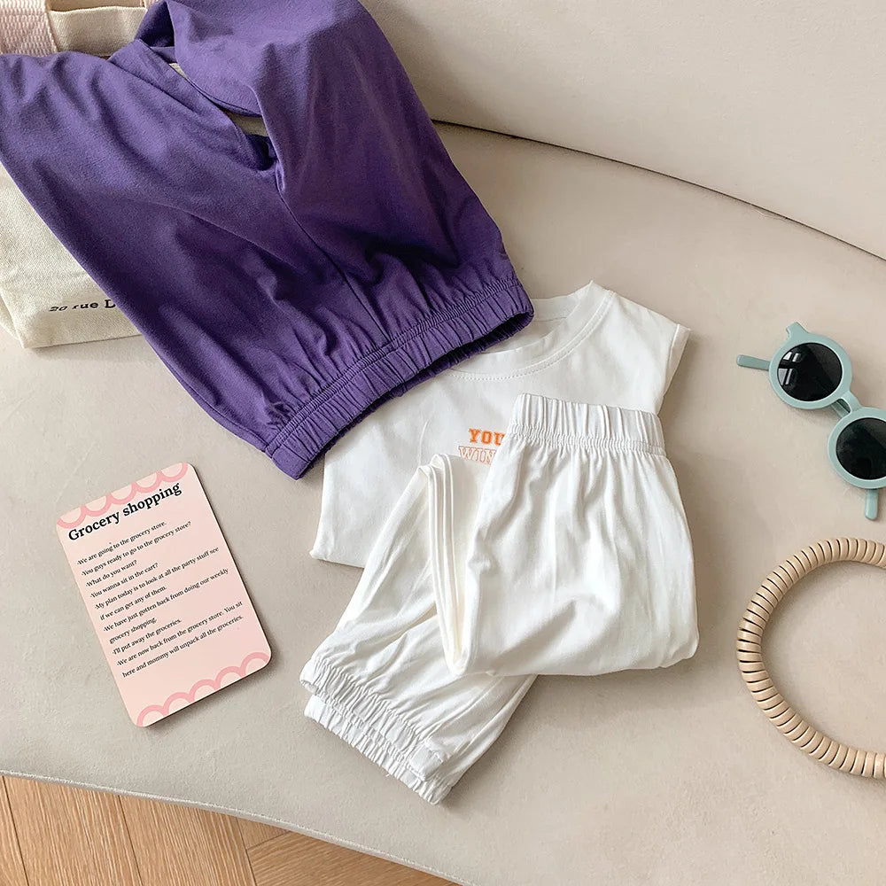 Sports Style Trousers Children Anti-Mosquito Long Pants For Summer Kids Modal Jogger Pants Girls