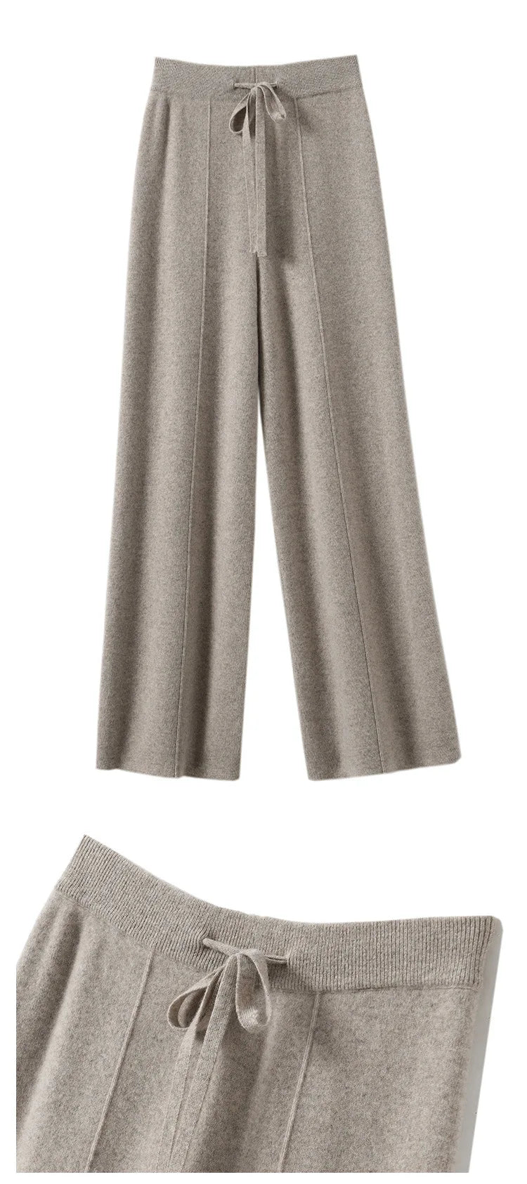 Women's Solid Color Wool Knitted Wide Leg Pants Autumn Winter Basic Soft Warm Cashmere Knit Trousers Casual Simple Style Korean