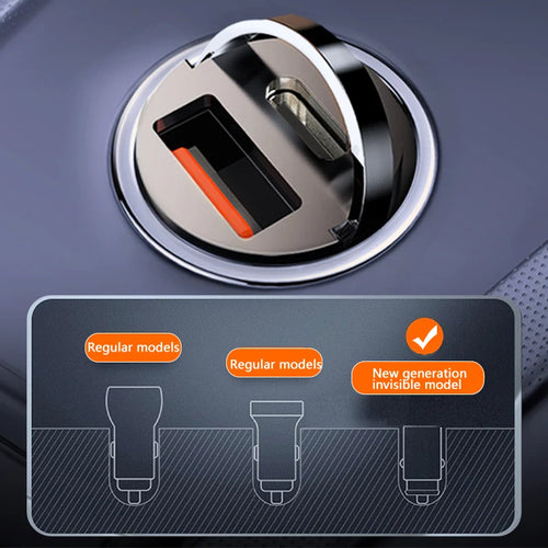 100W Mini Fast Car Charger, Dual Port USB-C and USB-A Adapter