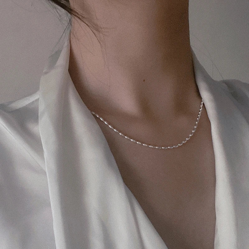 S925 Sterling Silver Necklace Beads Choker Shiny Delicate Collarbone Chain For Girl Wedding Fine Jewelry