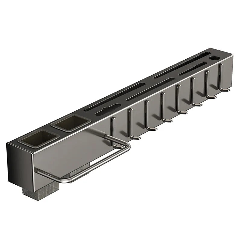 Wall Mounted Kitchen Knife and Chopstick Holder - Stainless Steel