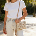 Simple Versatile Crossbody Crochet Bag, New Woven Bag, Zipper Closure, Retro Casual Beach Flower Women's Bags