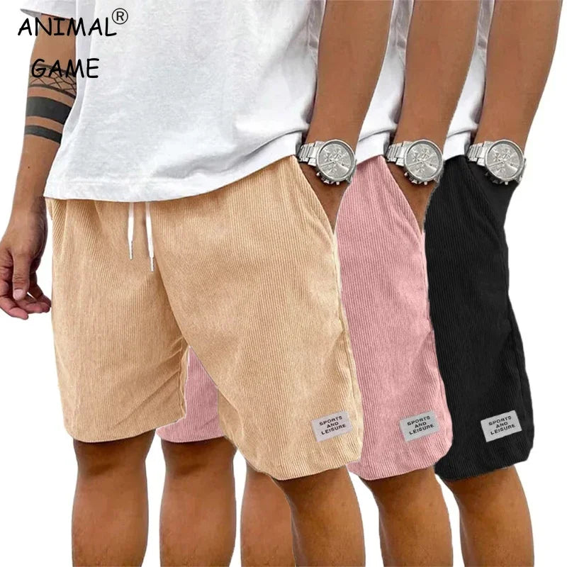 New Summer Men'S Solid-Color Shorts With Drawstring Design, Casual Elastic Waist Version, Suitable For Outdoor Daily Travelvvt
