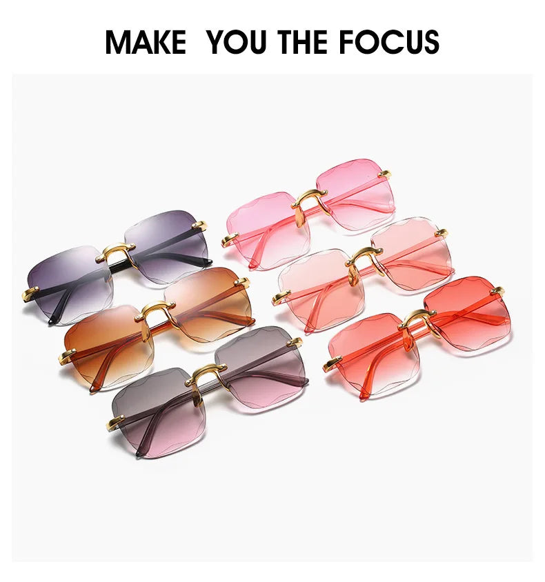 New Rimless Women's Sunglasses Fashion Gradient Lenses Sun glasses Lady Vintage pc Legs Classic Designer Shades sunglasses
