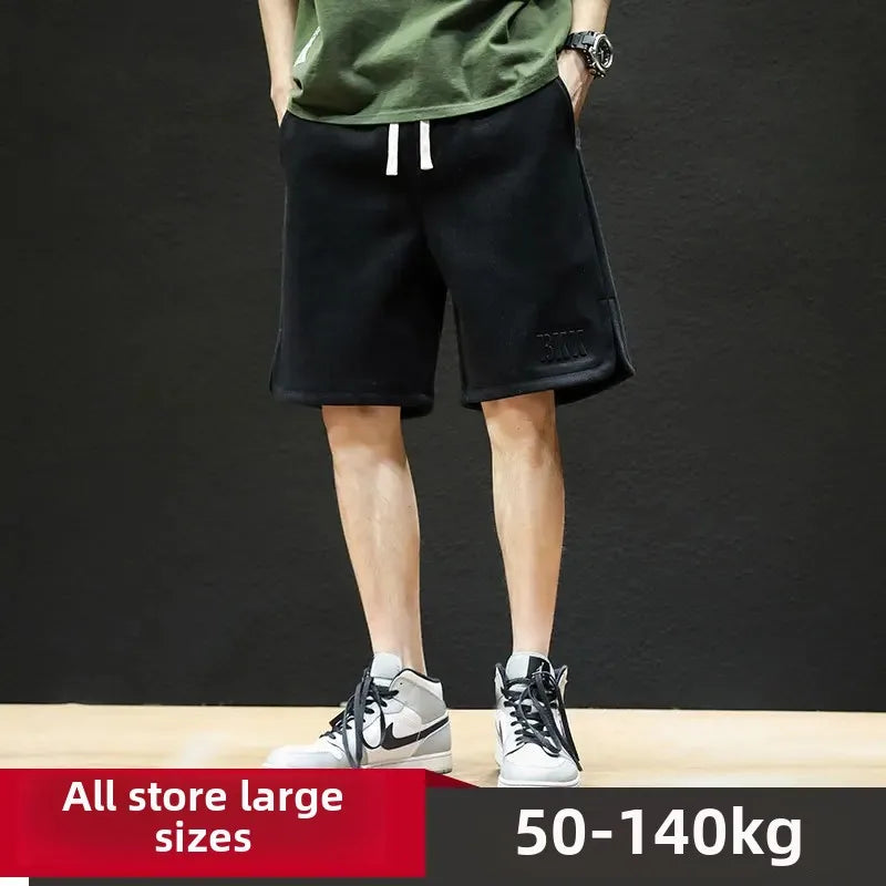 American Style High Street Men's Summer Thin Knit Sweatpants Casual Trendy Brand Plus Size Straight Leg Loose Fit Five Minute Pa