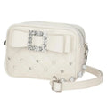 Sweet Knot Pearl Oulder Crossbody Bag Diamond Id Pattern Small Square Bag Faionable for Young Women Pearl Shoulder Rhinestones