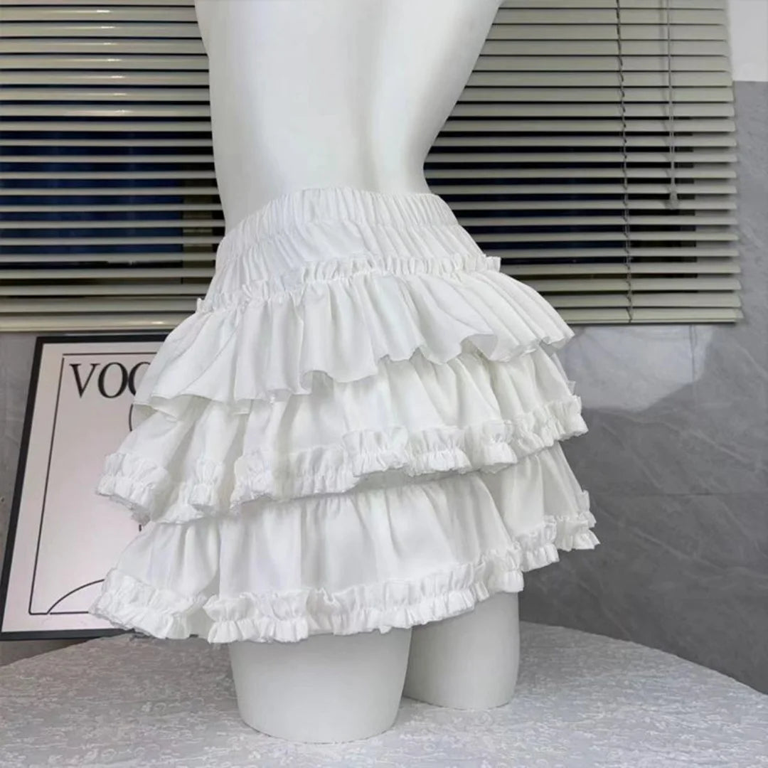 Japanese Y2k Cute Ruffled Plaid Skirt Punk Rock Subculture Cake Skirts Japanese Preppy Style Casual New Women Skirts Lolita Lace