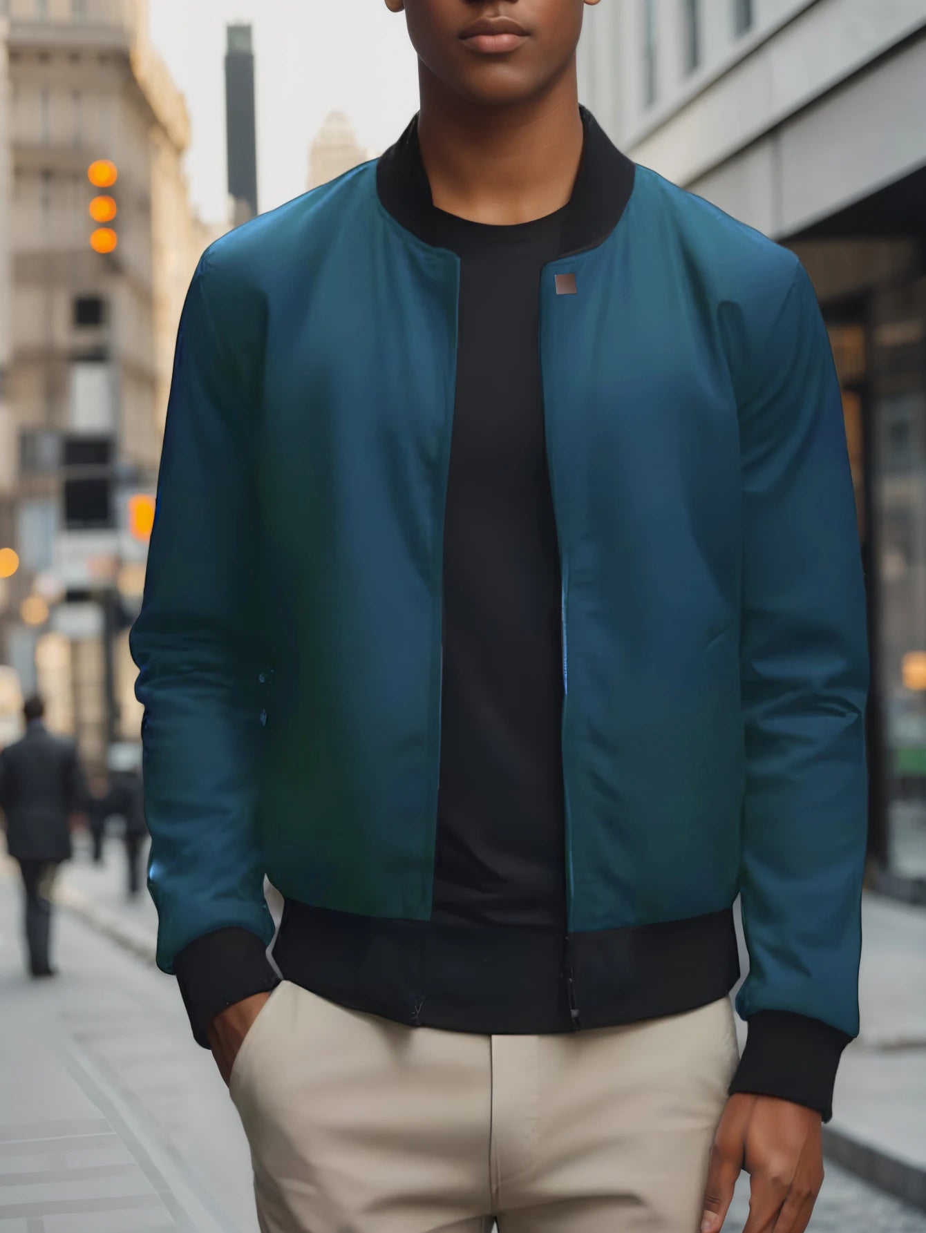 Mens Lightweight Baseball Collar Jacket For Spring And Fall Casual Thin Coat Trendy Business Wear