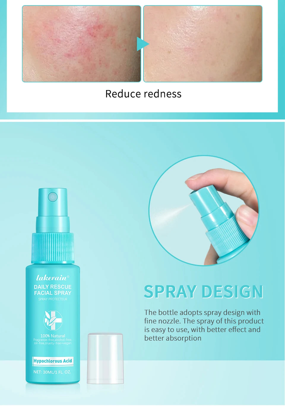 PH Balancing Toner Daily Rescue Facial Spray for Sensitive Skin Hypochlorous Acid Spray Helps Reduce Redness Breakouts Soothing