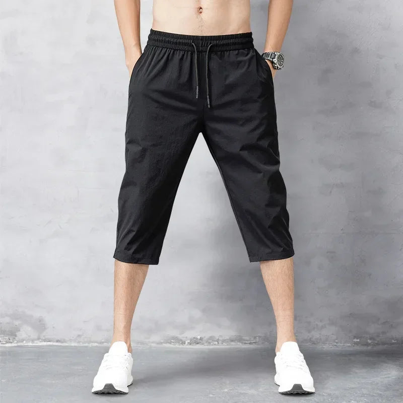 Men's Ice Silk Quick Dry Bermuda Shorts for Beach Travel Big Size Elastic Waist Comfort