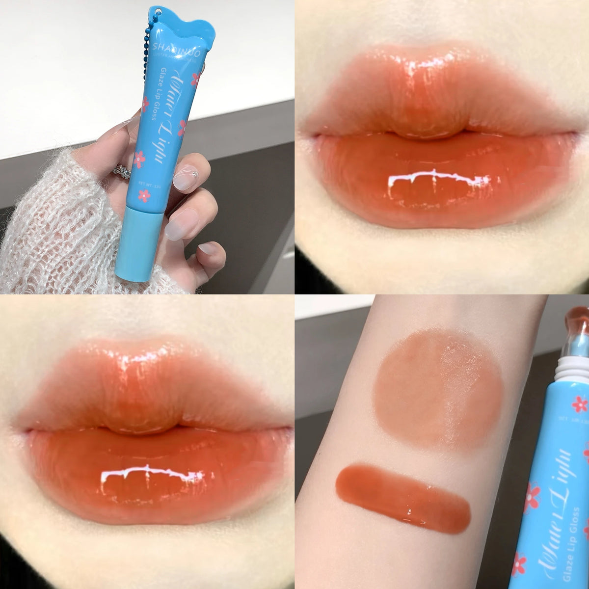 SHAQINUO Glittering Mirror Lip Gloss, Hydrating Shimmer Lip Glaze