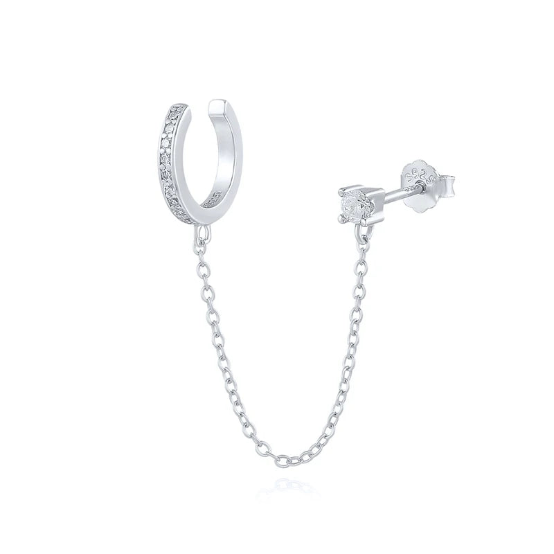 Roxi 925 Sterling Silver Zircon Double Layer Clip Earrings Women'S Ins Trend 1Piece No Piercing Earring Jewelry Pendientes