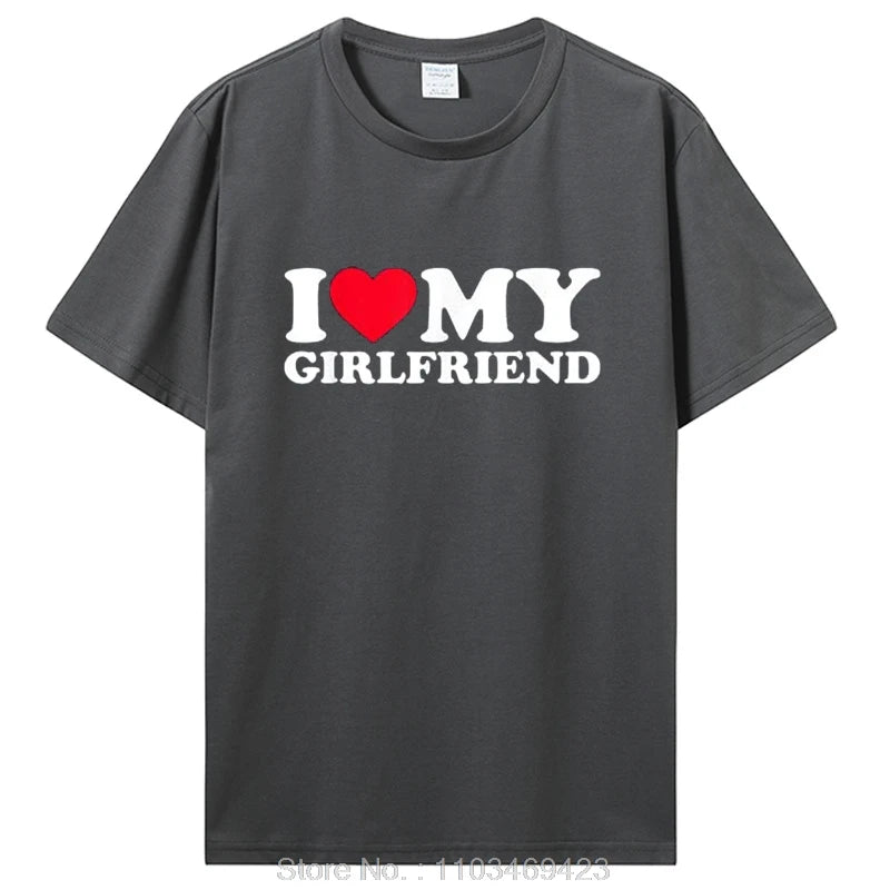 I Love My Girlfriend T Shirt I Heart My-Girlfriend Tshirt Gf T-Shirt Boyfriends Gifts Valentine'S Day Costume Graphic Tee Tops