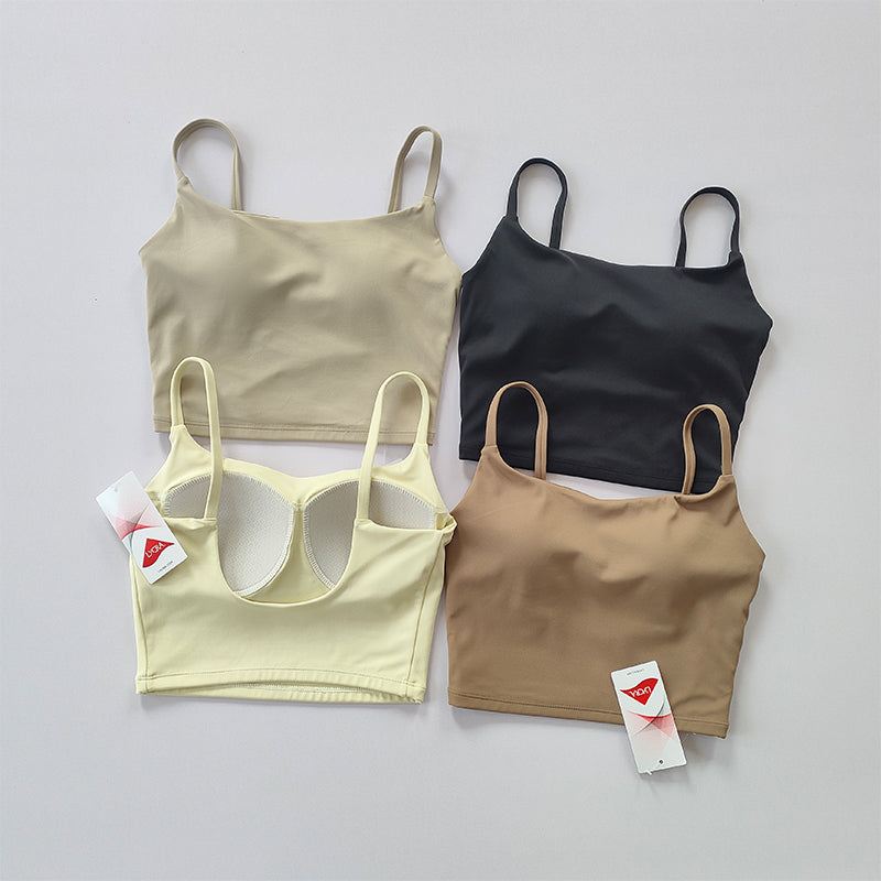 Small Sling Vest Integrated Fixed Gathering Sports Underwear Women's Bra Beauty Back Training Fitness Bra Summer Clothing Suit