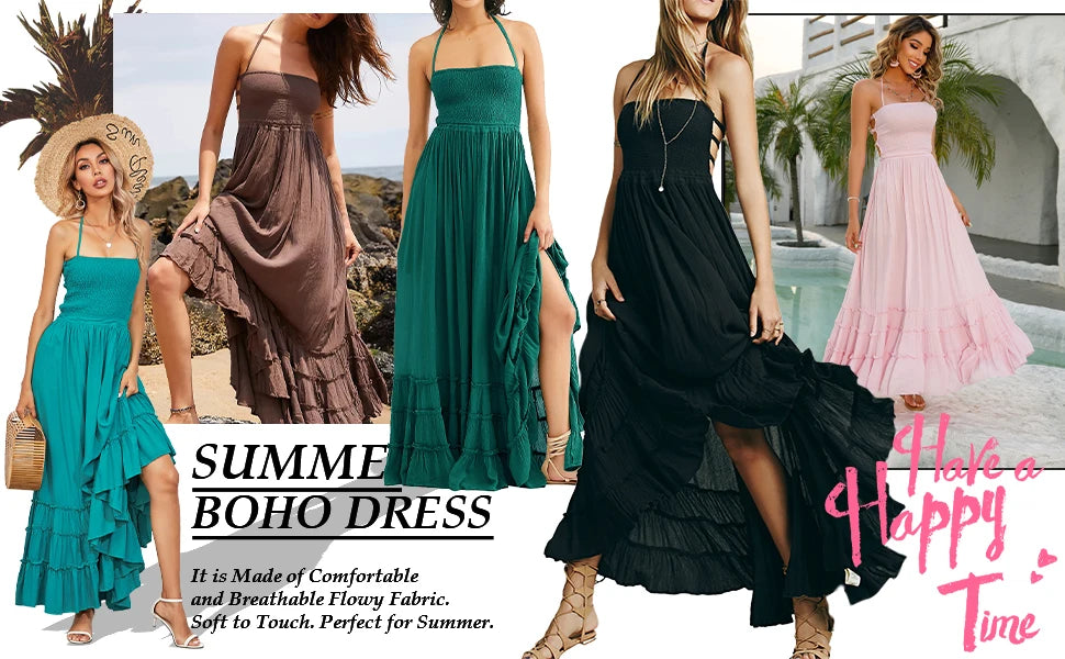 Beach Sexy Boho Maxi Dress Summer Women Backless VERGOODR Smock Holiday Lace Up Cotton Long Dresses Hippie Free Shipping