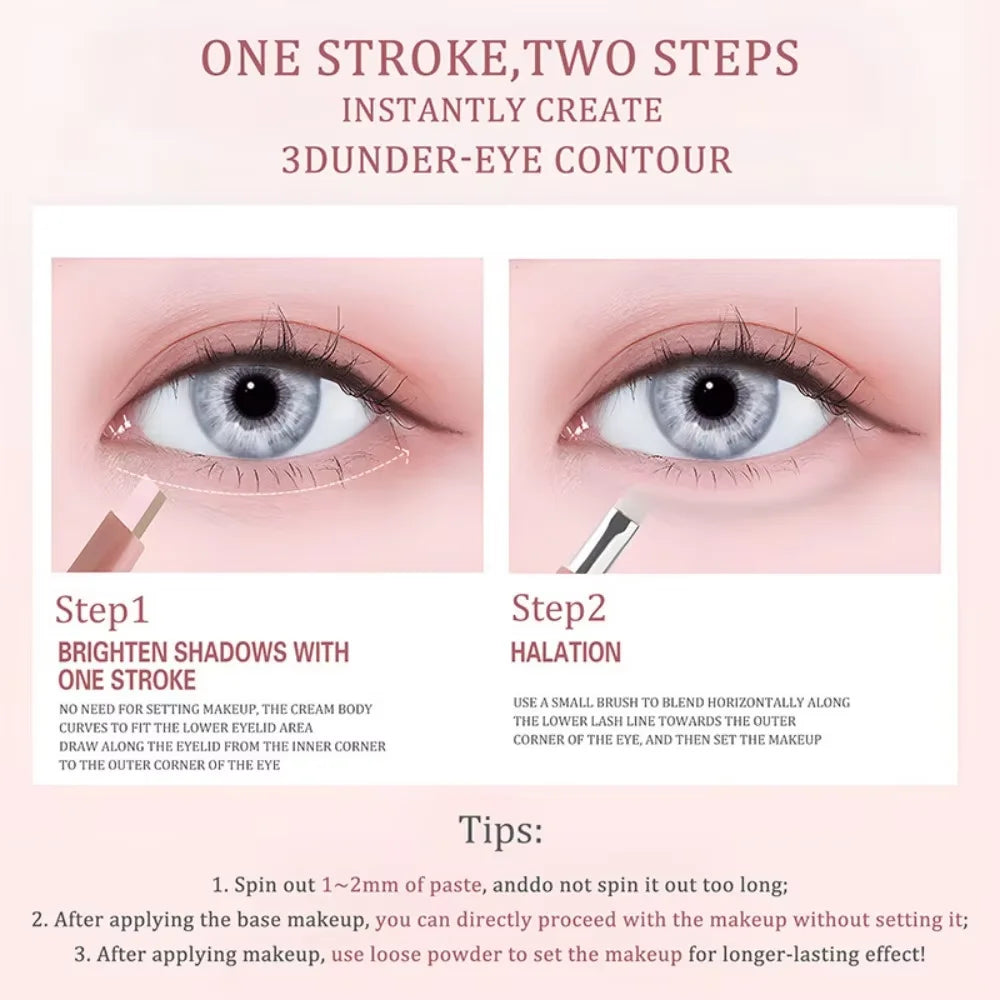 2 in 1 Bicolor Lying Silkworms Pencil Nude Pink Under-Eye Matte Highlighting Shadow Pencil Eyeshadow Brightening Makeup Pencil