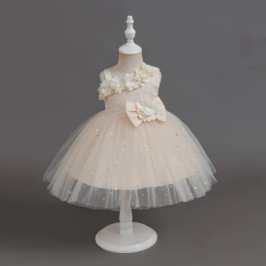 HETISO Baby Girls Dress Sling Elegant Kids Star Printed Birthday Party Ball Gown Children Costume Gown 6M-3 Years