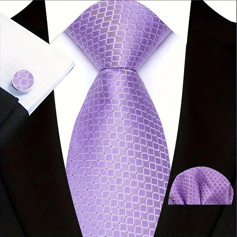 Mens Tie Pink Blue Red Polka Dot Wedding Necktie For Men Designer Hanky Cufflink Tie Set Business Party Daily Wear Accessories