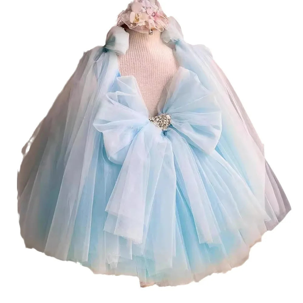 HETISO Lovely Appliques 3D Butterfly Flower Girl Dress For Wedding Children's Elegant Birthday Party Ball Gown 1-12 Years