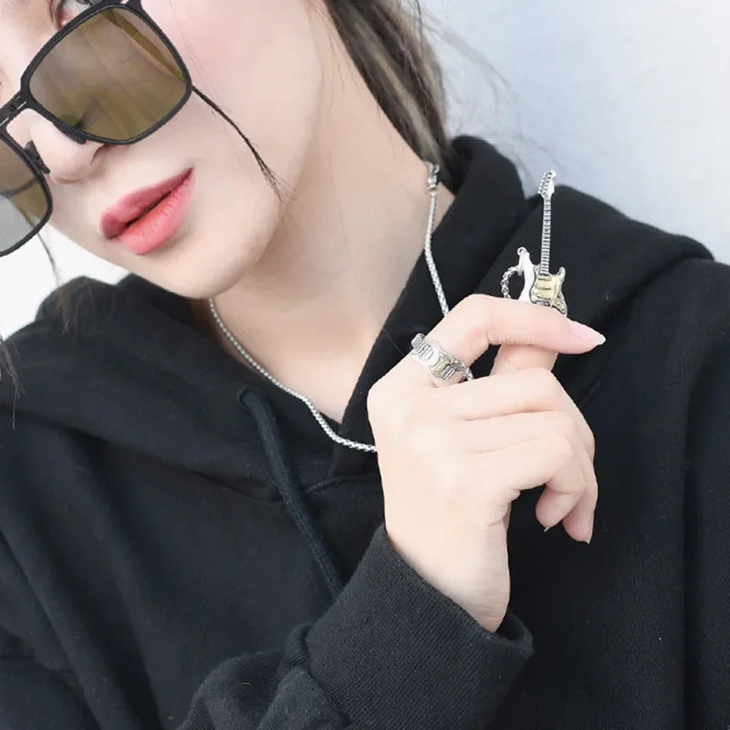 Punk Guitar Pendant Necklace for Men