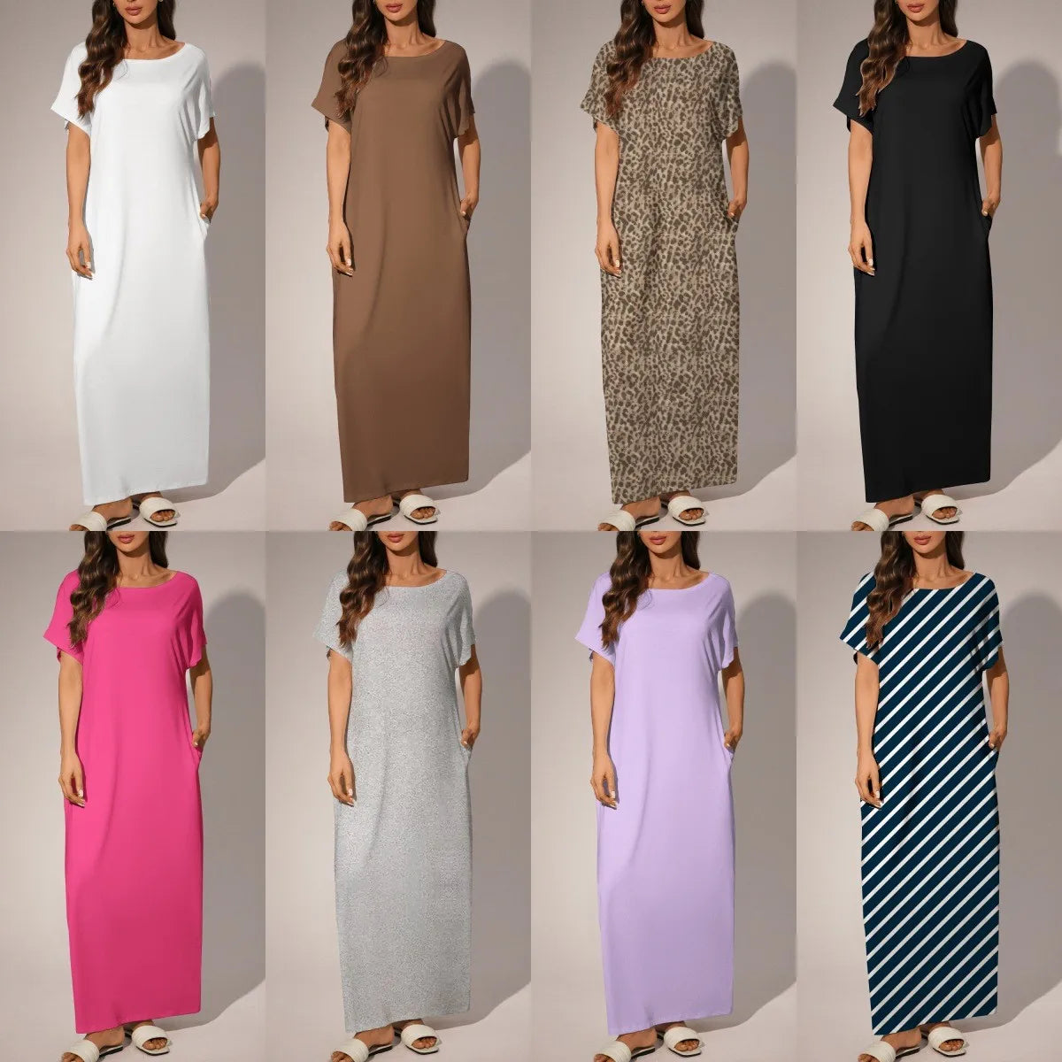 Summer Woman Dress Off Shoulder Floral Print Long Dresses Women's Summer Digital Print Maxi Dress Oversized Short Sleeve Casual