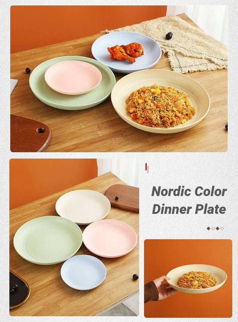 Wheat Straw Dinner Plate Set, Lightweight Unbreakable, 15cm, 6-Piece