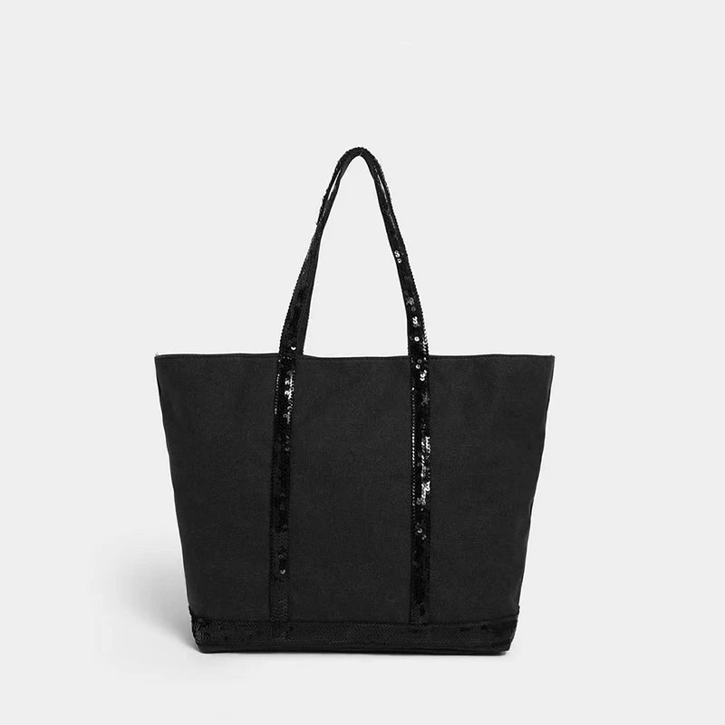 2025 Women's New Retro Shoulder Crossbody Bag Casual Handbag Canvas Shoulder Bag Sequin Large Capacity Tote Bag