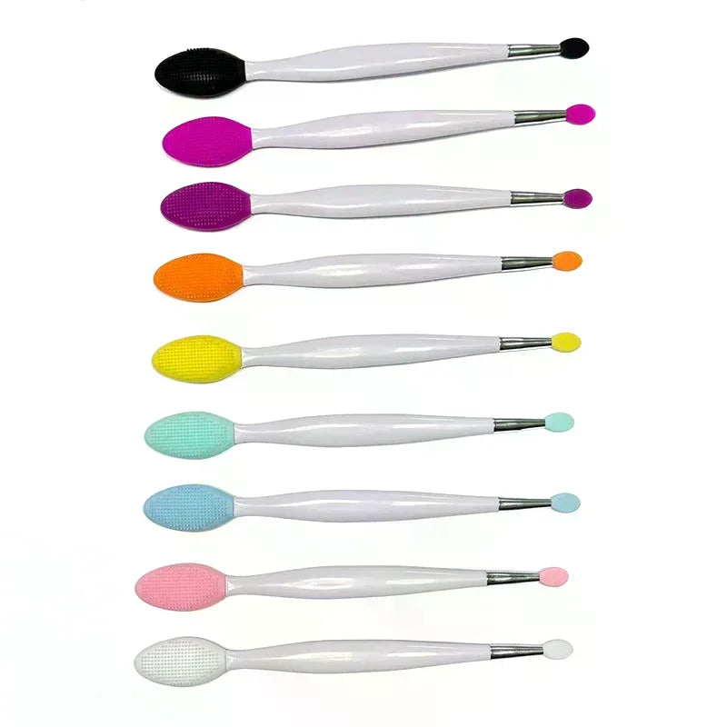 Double-headed Silicone Brush Skin Care Lip Exfoliating Facial Cleansing Face Scrub Nose Clean Brush Lipstick Lip Balm Applicator