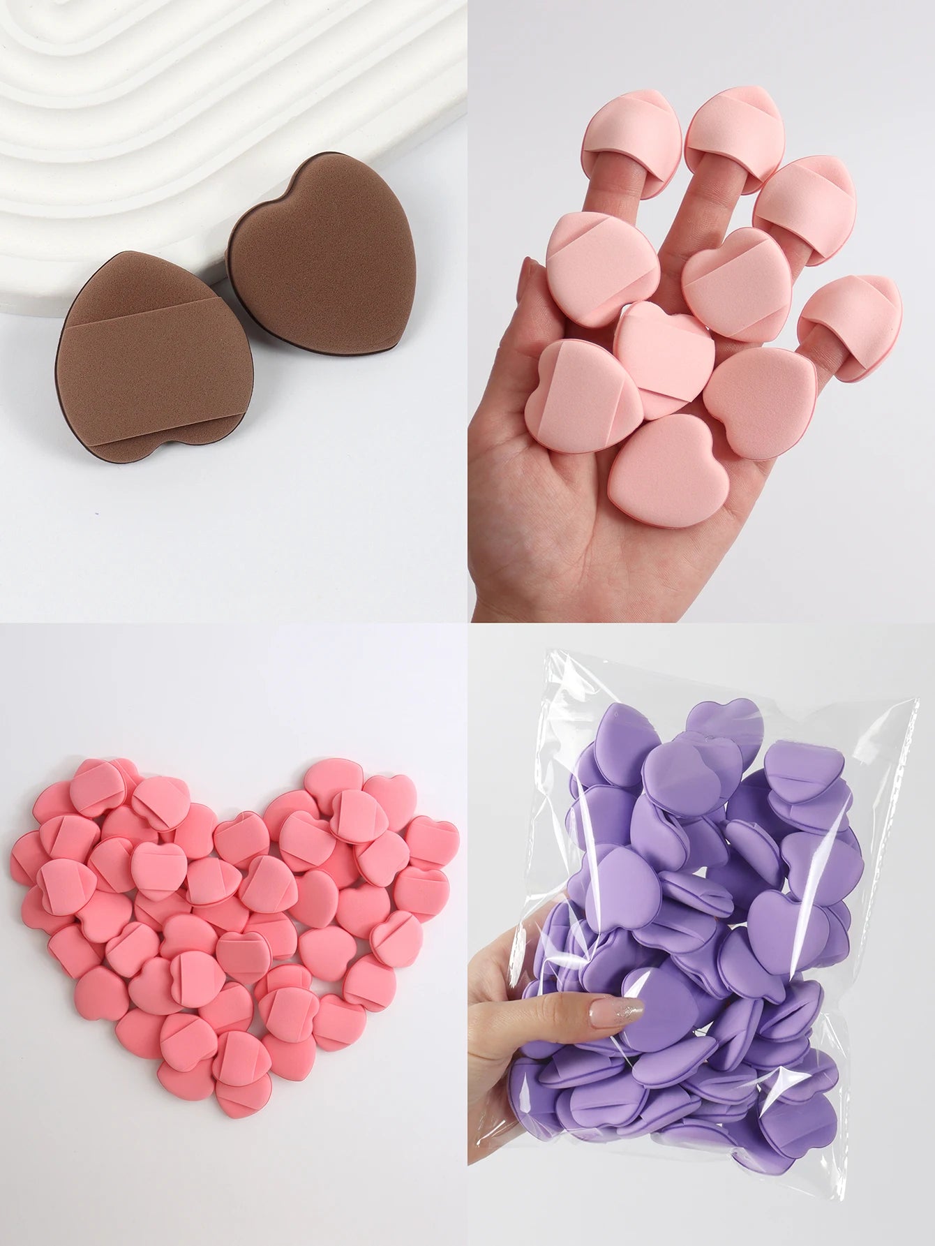 50 Mini Finger Cushions Air Cushion Powder Puff, Latex-Free Mixed Sponge, And Cosmetic Puff Are Used For Liquid Foundation Makeup.