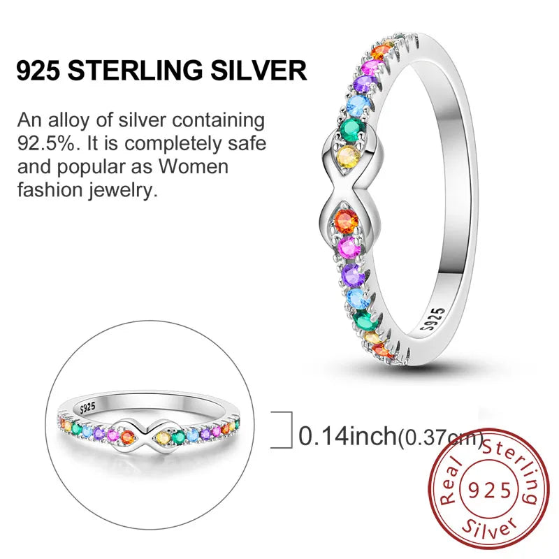 Rings Original 925 Sterling Silver Rings Bow Heart Sun Moon Star Zircon Rings For Women'S Jewelry Birthday Anniversary Gifts