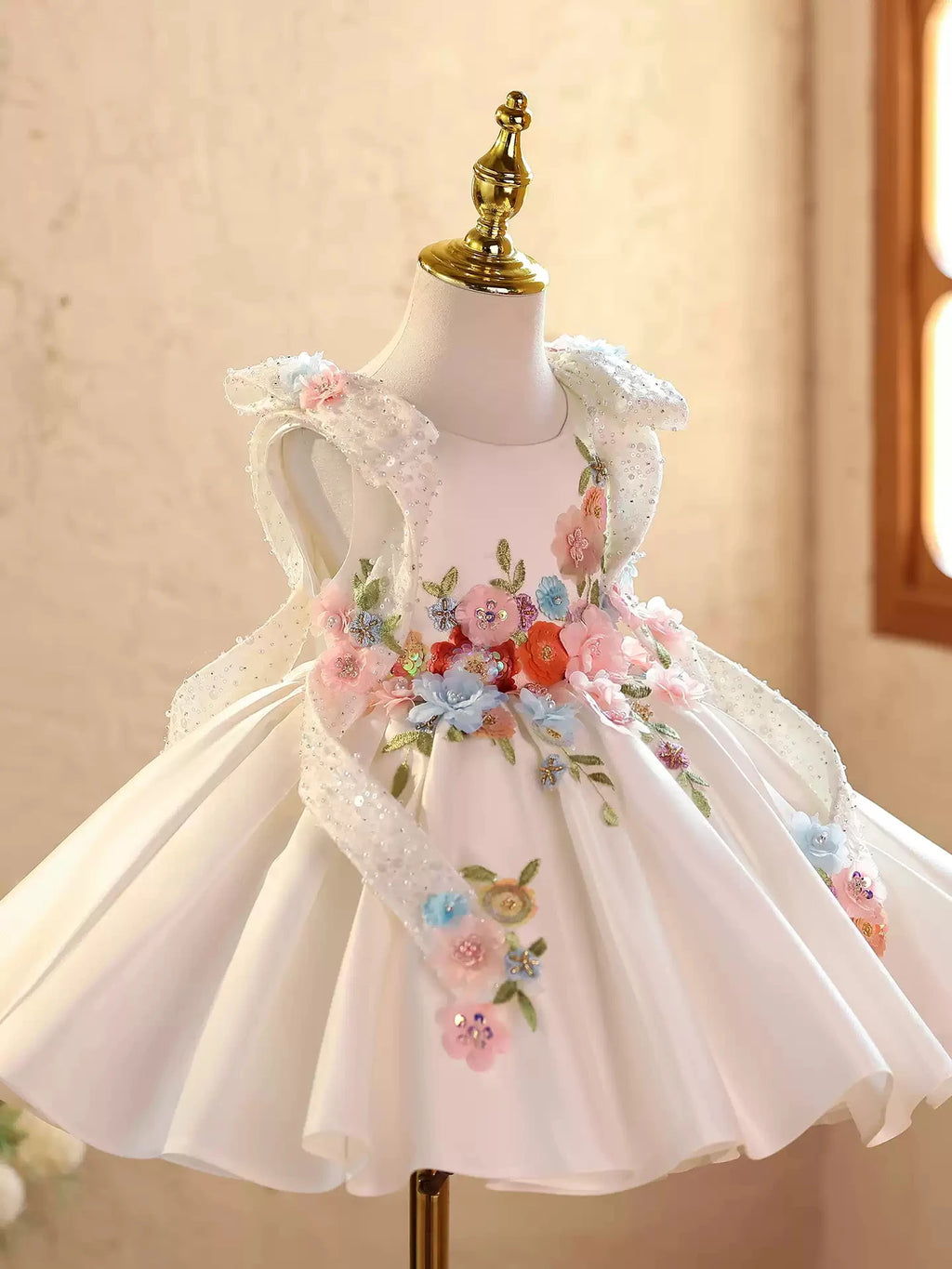 Baby First Birthday Party Dress, High-End Evening Dress, Hand-Embroidered Custom Dress, Gorgeous Christmas Outfit for Baby Girl