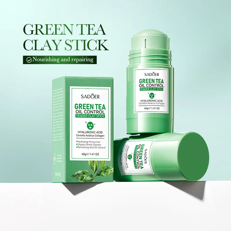 SADOER Green Tea Rose Mud Face Mask Stick Clay Facial Masks Moisturizing Remove Blackhead Anti-aging Facial Cleansing Mud Masks
