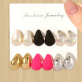 Classic Fashion Waterdrop Stud Earrings Punk Smooth Teardrop Earrings Set Charming Women's Daily Versatile Dating Party Jewelry