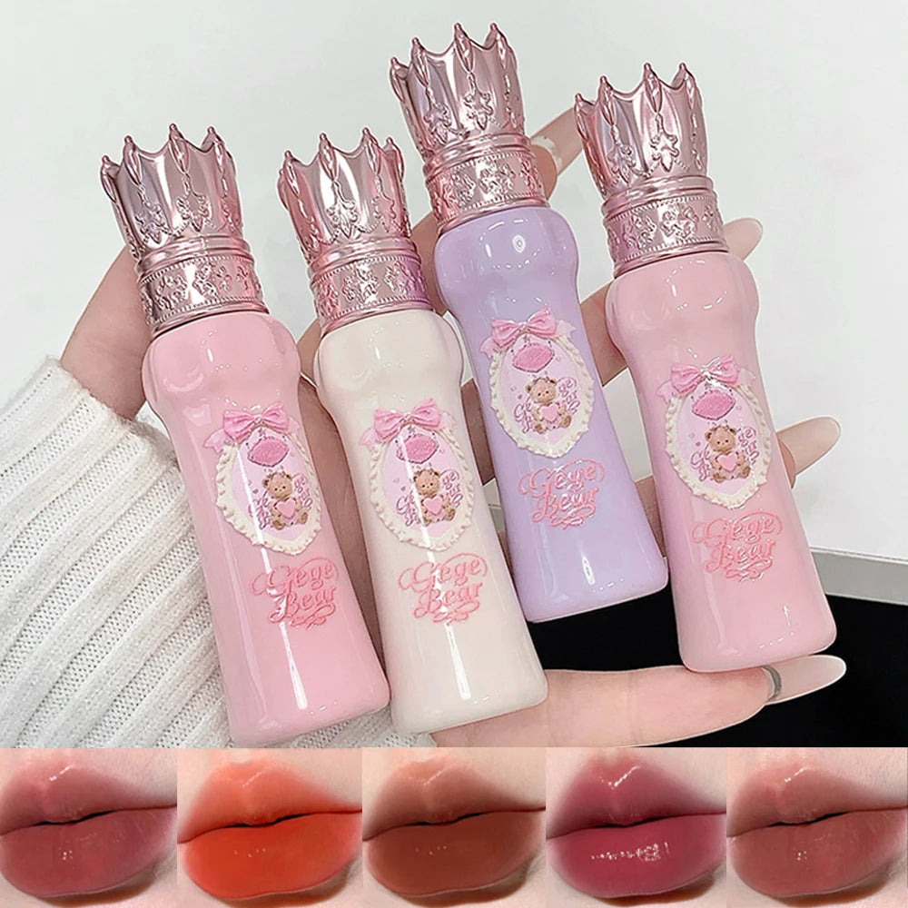 Gege Bear Silky Matte Velvet Lip Mud Moisturizing Non Drying Smooth Long-Lasting Lip Glaze Reddish-brown Autumn&winter Lip Gloss