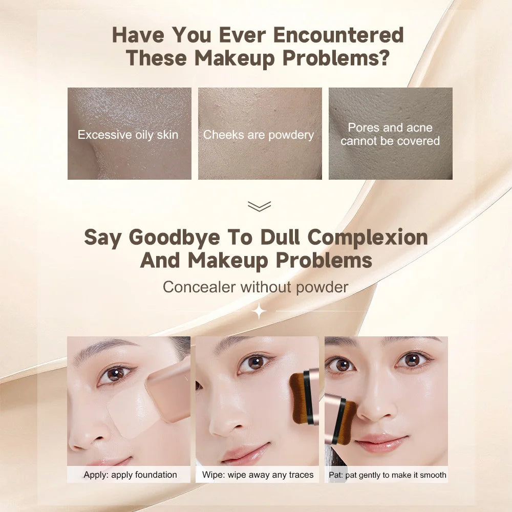 Life Girls Watery Double-Headed Foundation Stick With Brush, Natural Long-Lasting Flawless Makeup For Facial Concealer Cosmetics