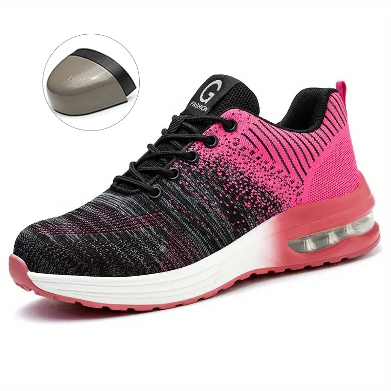 Steel Toe Work Shoes For Men Women'S Anti-Smash Anti-Puncture Blue Safety Shoes Breathable Lightweight Air Cushion Work Shoes