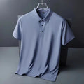 Ice Silk Traceless T-shirt Men's Light Business Solid Color Half Sleeve Top Silk Smooth Breathable Traceless POLO Shirt